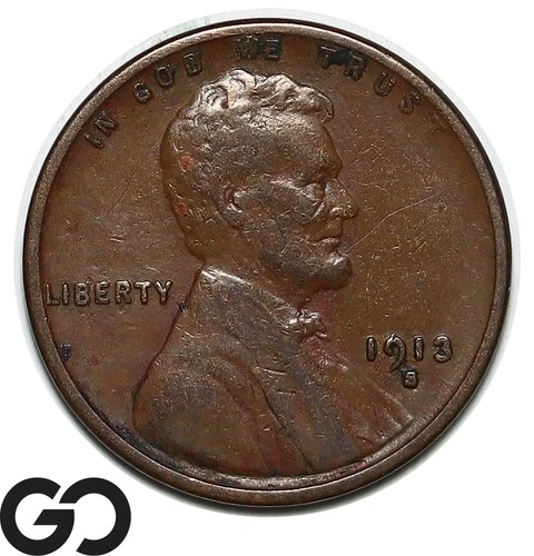 1913-S Lincoln Cent Wheat Penny, XF Bids: 44