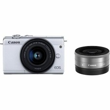  1 year Mint Canon EOS M Double Lens Kit White