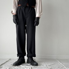 Men's Vintage 1940s European Morning Fishtail Suspender Striped Suit Trousers