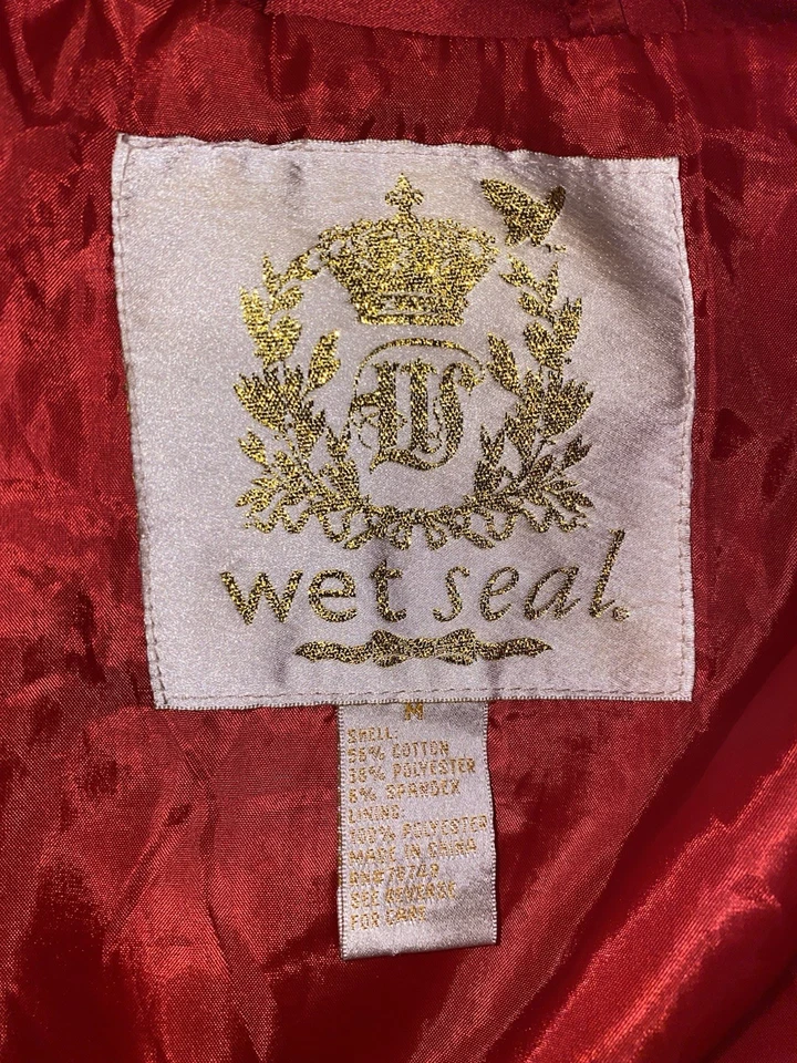 Gabardina corta vintage años 90 sello húmedo talla M para mujer roja satinada peplum grunge gótica Foto 3 de 4