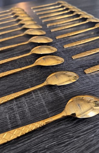 Japan Stainless Steel Gold Plated Vintage Spoons 24ct - Picture 8 of 15