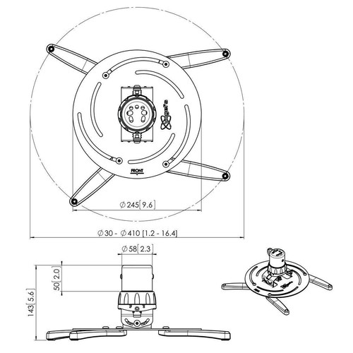 Vogel's PPC 2500 Projektor-Deckenhalterung für 30-410mm (1,2-13,2") - Bild 2 von 2