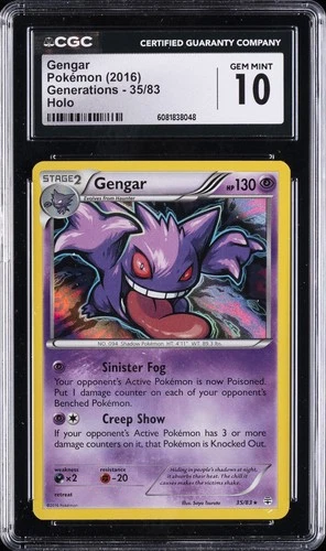 2016 POKEMON GENERATIONS HOLO #35/83 GENGAR CGC 10 GEM MINT