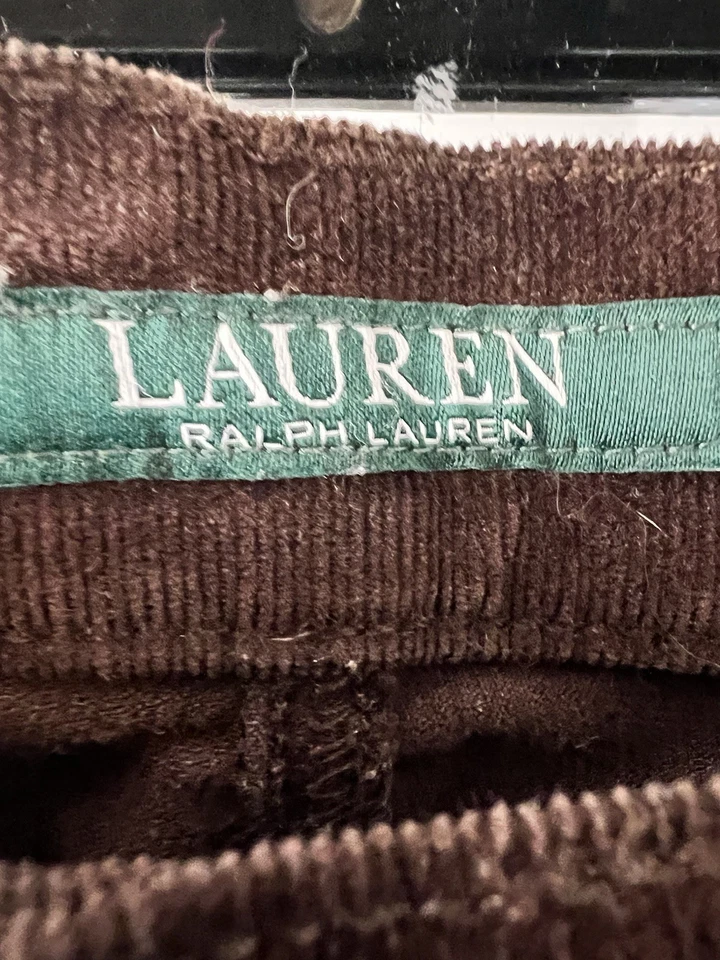 Lauren Ralph Lauren Mujer Elástico Pana tiro medio Pantalón Recto Marrón Oscuro Foto 3 de 4