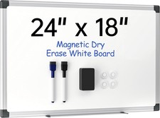 VUSIGN 24" x 18" Magnetic Whiteboard for Wall, Dry Erase Board with Silver Frame
