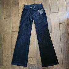 Jenni By Jennifer Moore Black No Drawstring Heart Velvet Sweatpants - Size XS