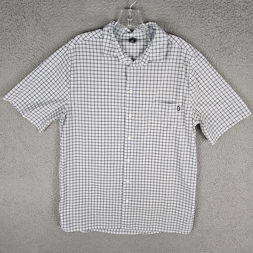 Helly Hansen Shirt Mens Large White Window Plaid Casual Short Sleeve Button Down