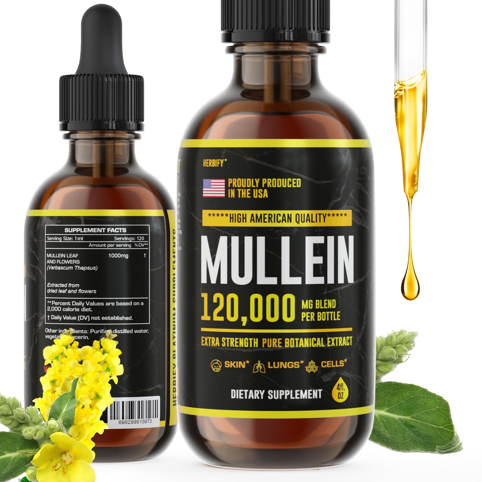 Mullein Drops - Lung Cleanse - Leaf Extract - Powerful Mullein for Immune Sup...