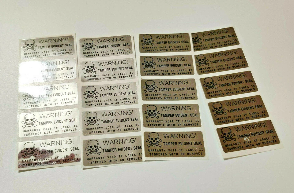 30x ~ 1.75 x 0.5 pulgadas cromo manipulación evidente garantía etiquetas de seguridad sellos calavera Foto 2 de 4