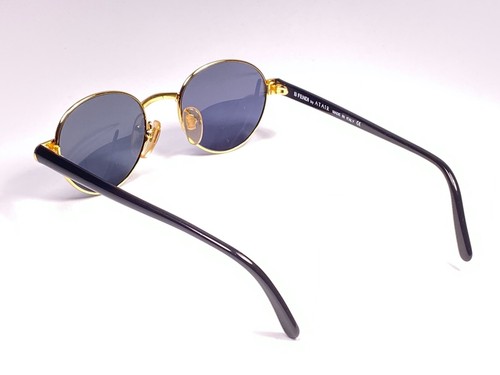 NEW VINTAGE FENDI FS303 OVAL SLEEK BLACK & GOLD 1990'S MADE IN ITALY SUNGLASSES - Picture 5 of 5