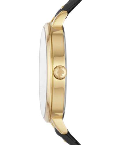 Orologio 100% Kate Spade KSW1469 Metro borchia tono oro nero pelle trapuntata prezzo al pubblico £219 - Foto 5 di 6