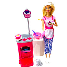 Barbie I Can Be a Dessert Chef Playset With Doll Oven Accessories Cat Cook Blond