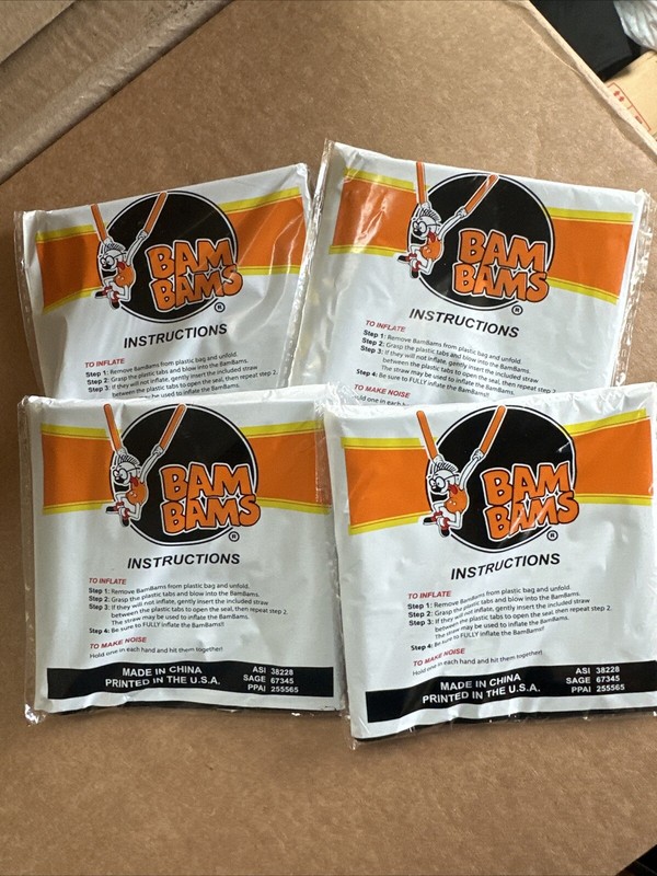 Lot Of 4 Packs Bam Bam Thunder Sticks Inflatable Noisemaker NIP