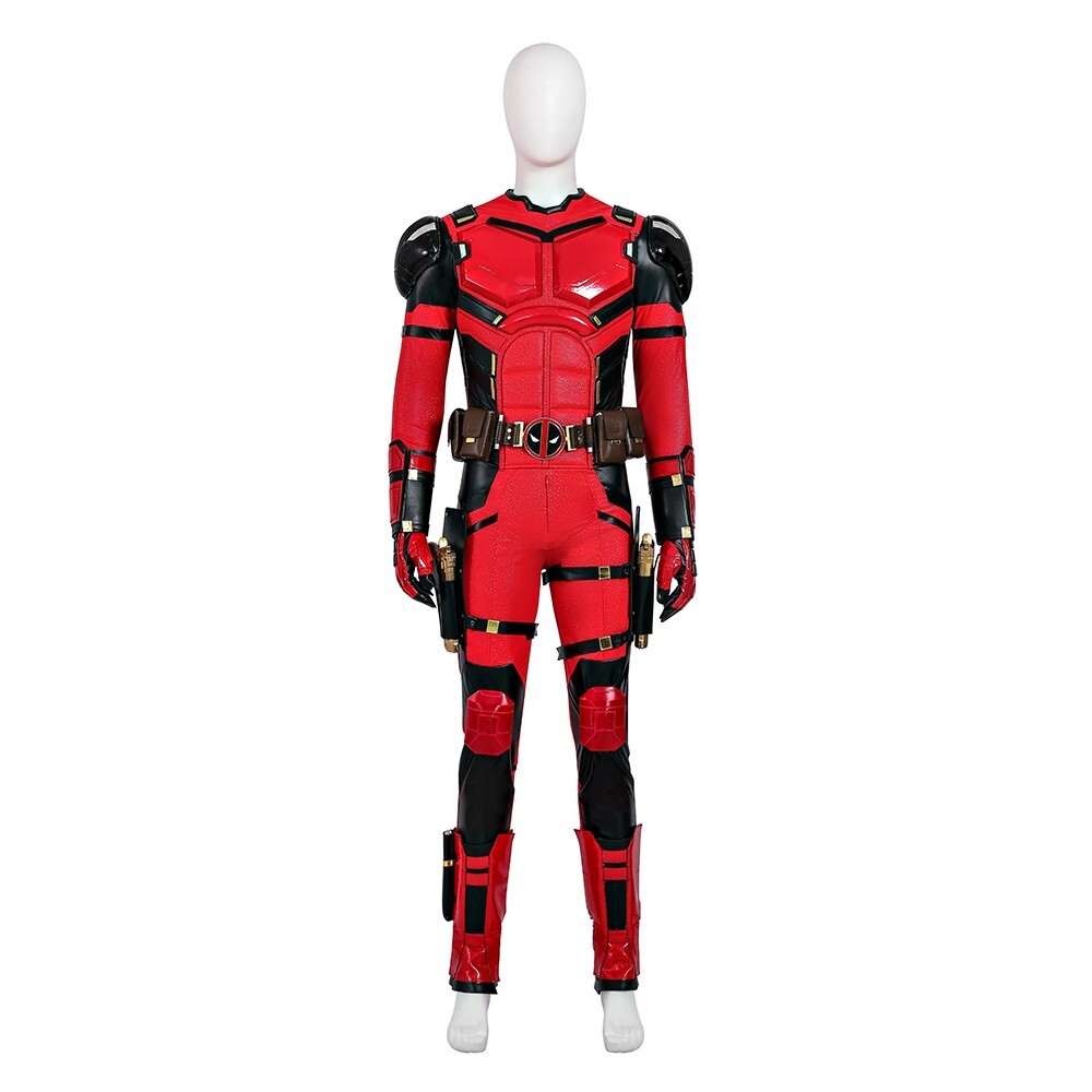 Deadpool 3 Wade Wilson Red Leather Jumpsuit Outfits Halloween Costume Cosplay