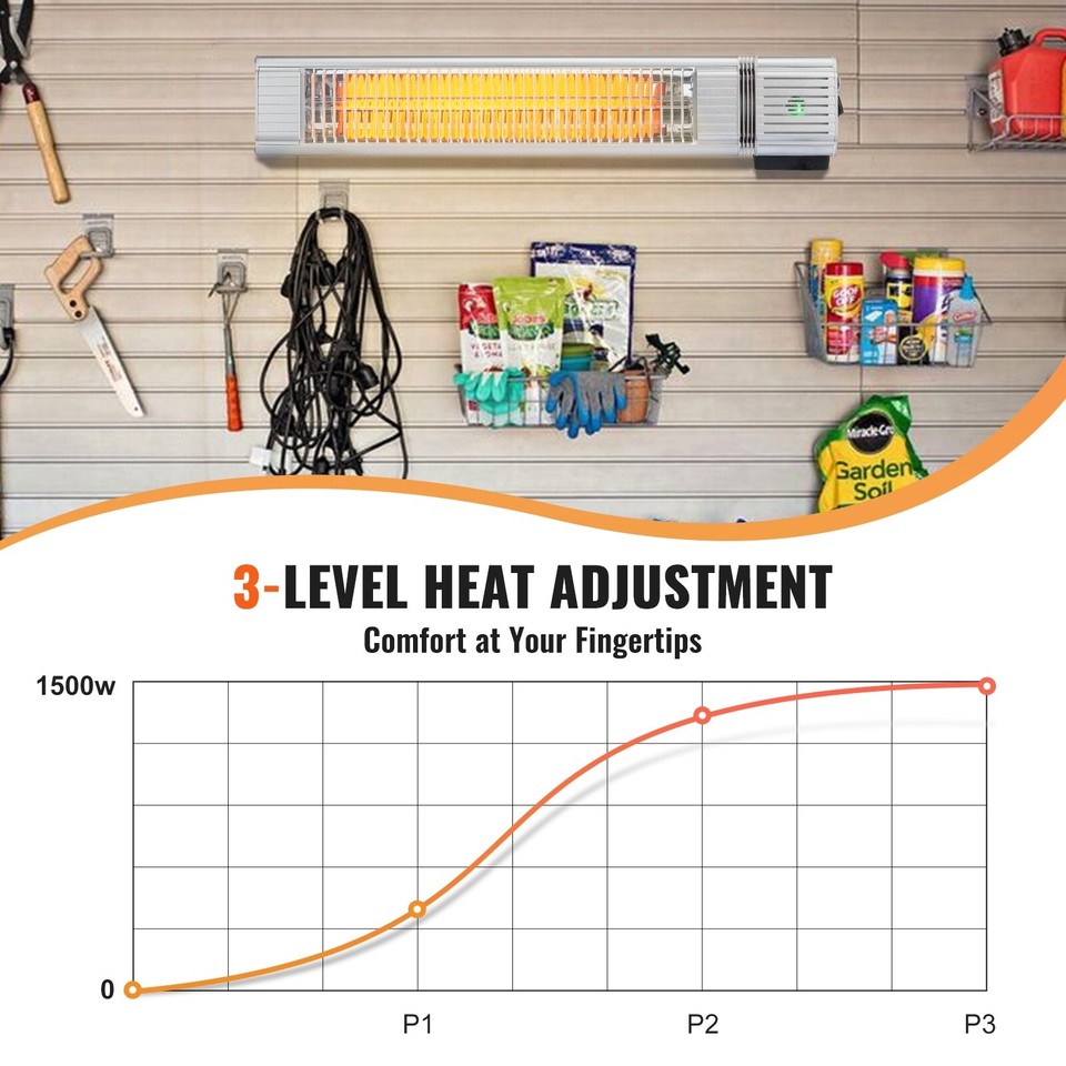 VEVOR Infrared Heater, 1500W Remote Control Electric Space Infrared