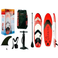 Image of Summit Oceana 10ft Inflatable Paddle Board with Pump Kit Open Water in Red