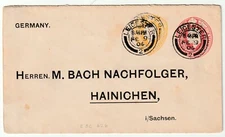 1904 POSTAL STATIONERY ENV 1d & 1½d DIES ESC626 WILDT & Co. LEICESTER TO GERMANY