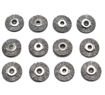 12 Pieces- 3/4'' inch Crimped Steel Unmounted Lathe Rotary Circular Wire Brushes 