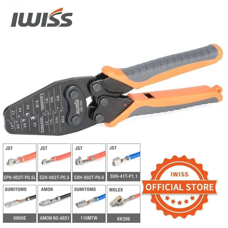 IWISS IWS 1442L Micro Connector Crimper Pliers for Crimping AWG30 14 Open barrel