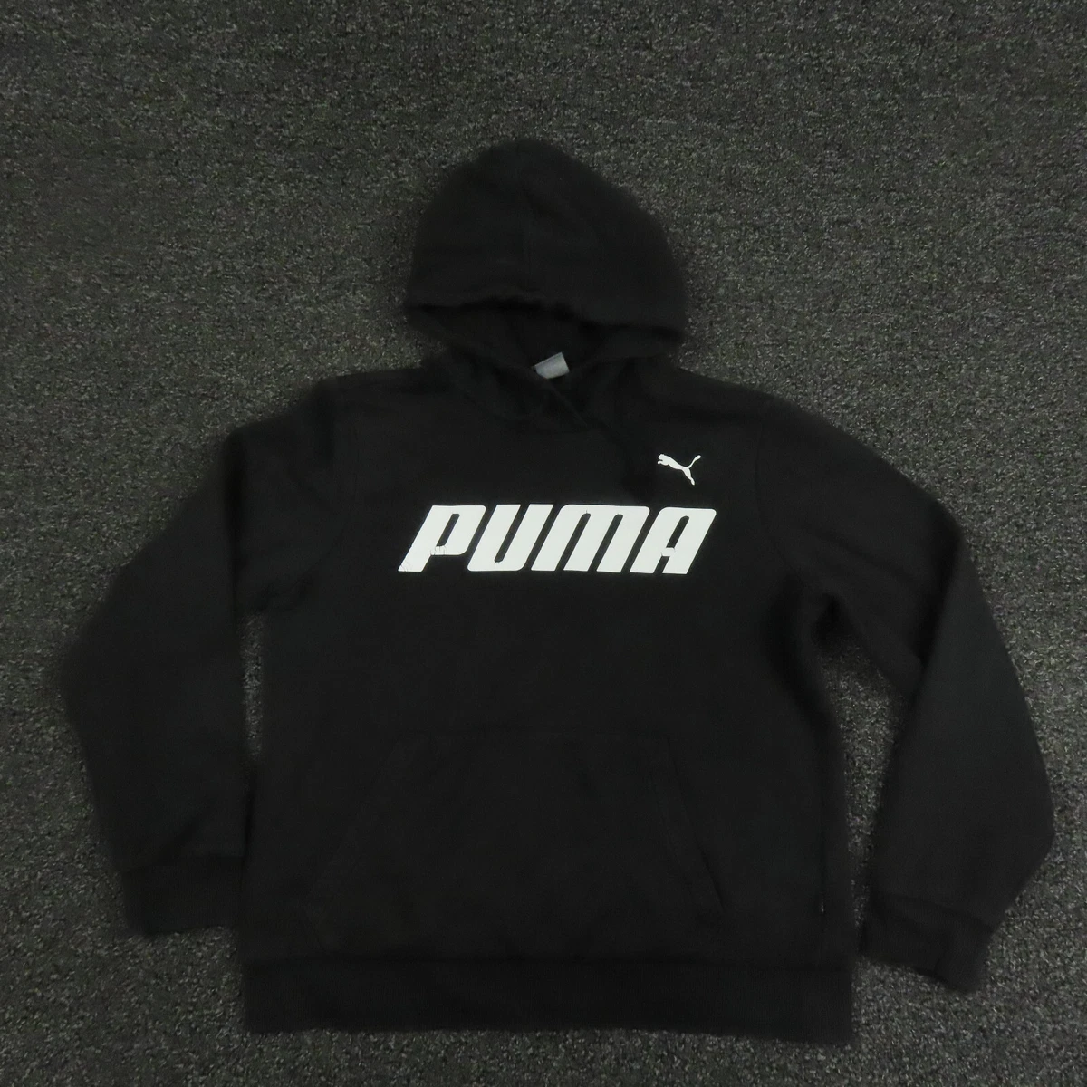 Puma Hoodie Womens Large Black Center Logo Long Sleeve Workout Running Ladies
