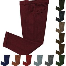 Business Men Pants Wool Blend Side Adjustable Trousers Vintage Party Custom