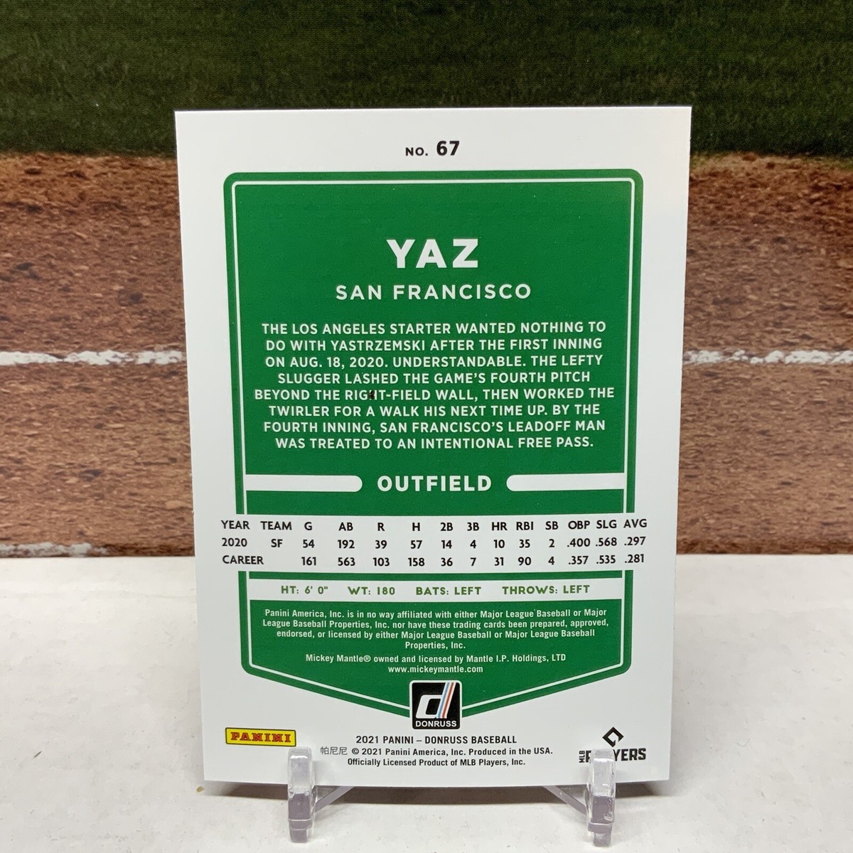 2021 Donruss #67 Mike Yastrzemski Yaz, Giants, Blue HOLO+