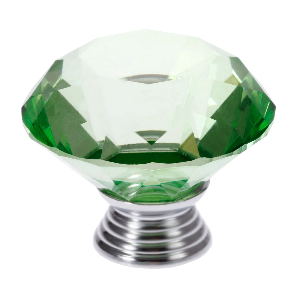 Green Knob Crystal Glass Handle Door Cupboard Wardrobe Cabinet Pull Dia 40mm