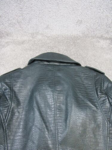 Guess Jacket Womens Large Blue Faux Croc Leather Moto - Picture 4 of 9
