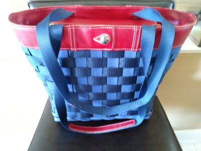 Longaberger BlueJean To Go Purse Tote Basket Red/Blue MINT FREE SHIPPING!