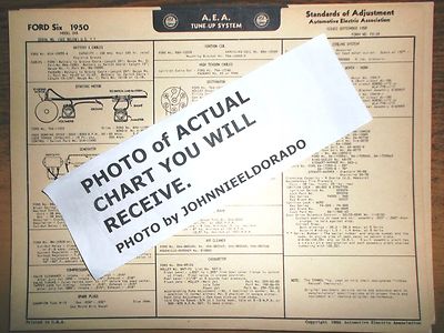 1950 Ford SIX Series 0HA Models AEA Tune Up & Wiring Chart Sheet