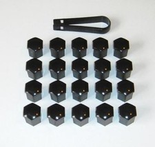 x20 Negro Empuje en Tuerca de Rueda/Cubiertas de Cabeza de Perno 21mm Hexagonal