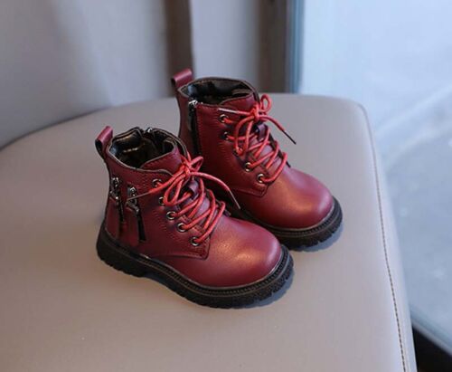 Toddler Kid Girl Boy Shoes Ankle Boots Baby Child Waterproof Lace Warm Fur Shoes - Picture 13 of 29