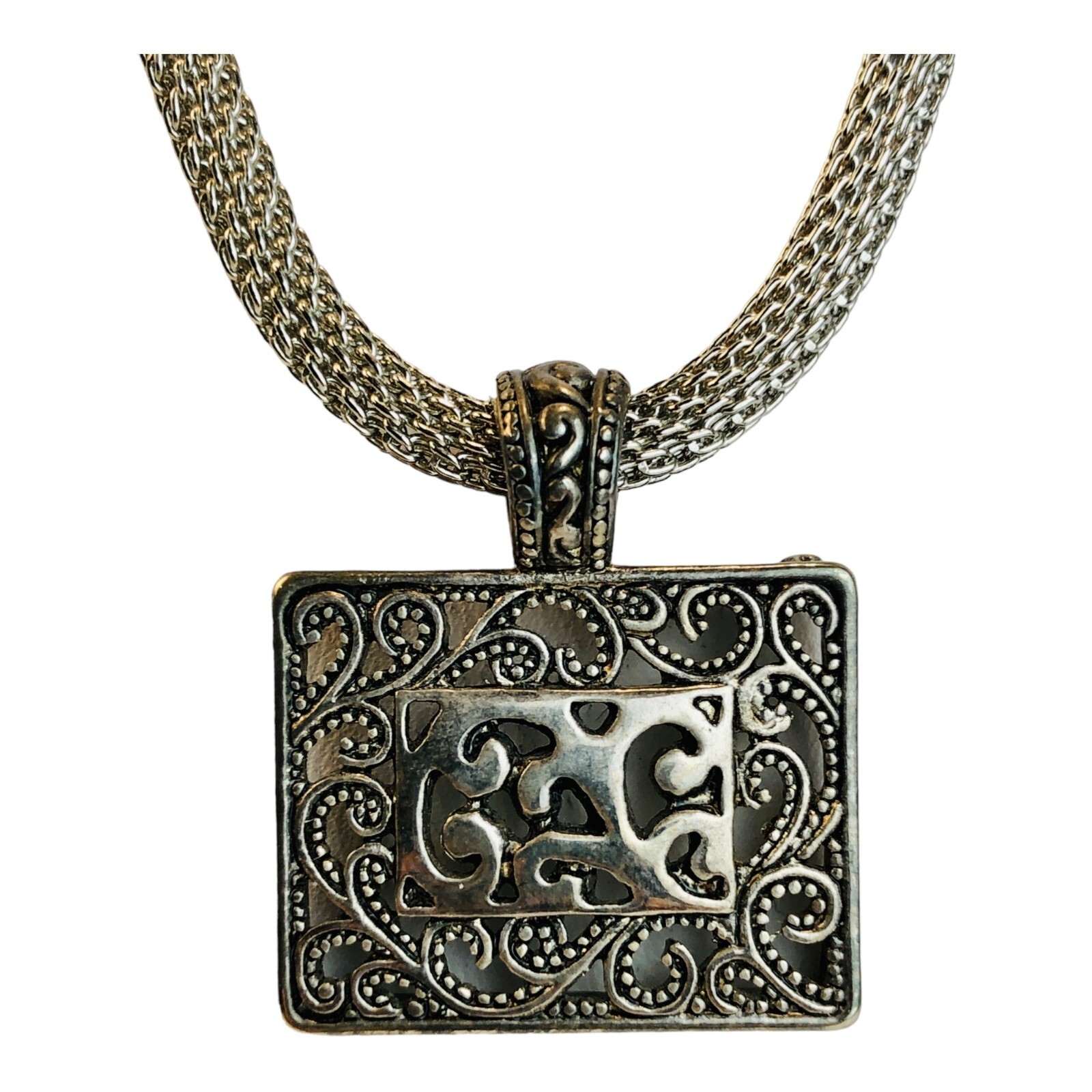 17" Silver Rope Necklace with Pendant eBay