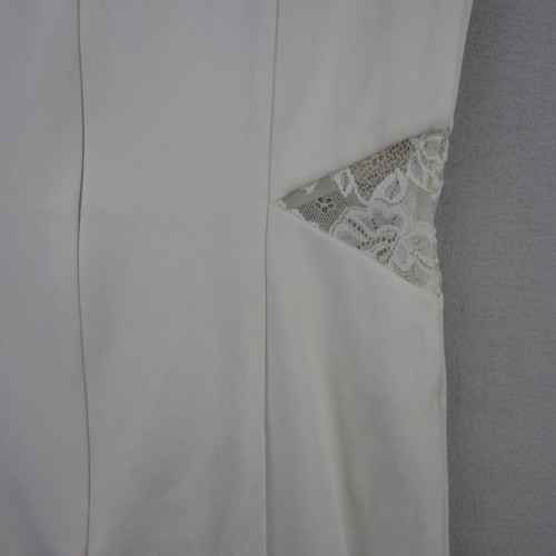 Forever New Dress Womens 12 Off White Straight Stretch Lace Trim Sheath Event - Picture 8 of 17