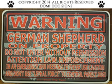 Metal Warning German Shepherd Dog Sign For FENCE ,Beware Of Dog 8"x12"