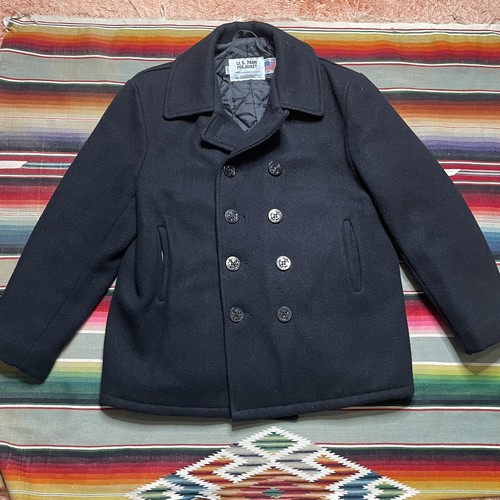 Mens Vintage Schott Us 740n Pea Jacket Coat Peacoat Black Size 46 Wool Usa Made Mens Vintage Schott Us 740n Pea Jacket, Mens Vintage Pea Coat Pattern