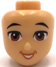Lego New Medium Tan Minifig Head Friends w/ Dark Orange Open Mouth Smile Part