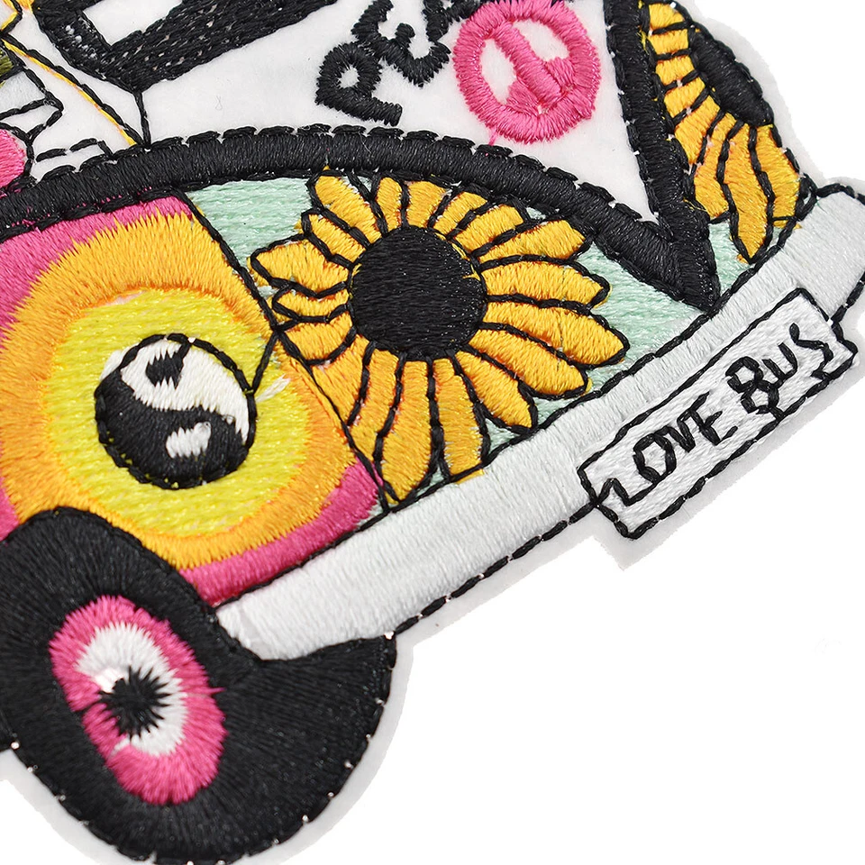 Hippie Love Peace Bus Coloured Sew Iron on Patch Badge Embroidery DIY Appliques - Image 4 of 4