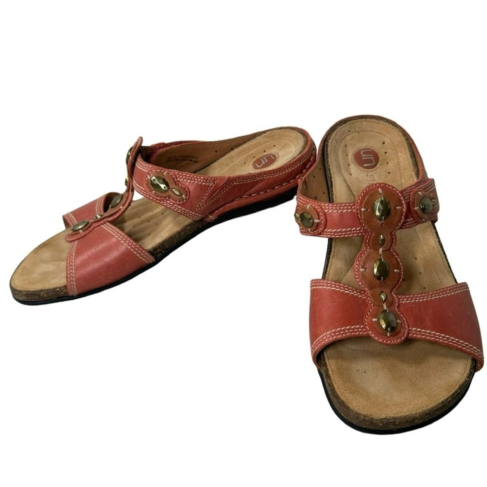 Clarks sandali con cinturino destrutturato scarpe pelle gemme taglia donna 7 1 2 M