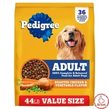 Pedigree Roasted Chicken, Grain and Vegetable Flavor Adult Dry Dog Food - 44lbs