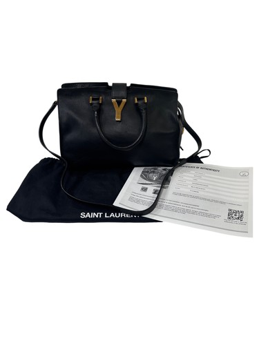 Saint Laurent Chyc Cabas Black Leather Y Tote Purse