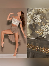 Kelle dance lyrical contemporary costume tan brown 2 piece 4472 born again MA