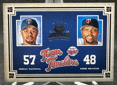  2005 Donruss Diamond Kings TEAM TIMELINE Johan Santana Torii Hunter TT13 TWINS