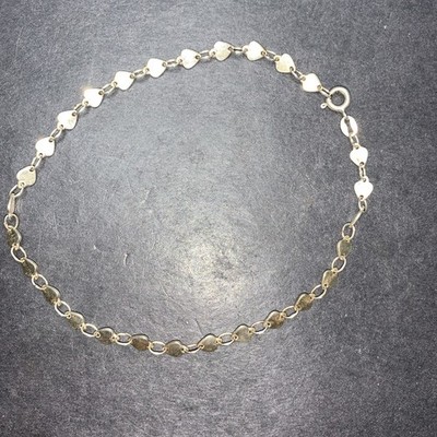 Sterling Silber 925 Lot Armband V45 Fußkette Herz Gliederkette 10'' lang ausgefallen Liebe
