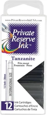 12 Pack - , Universal Fountain Pen Ink Cartridges Clear Case, Tanzanite