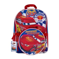 Large Backpack - Disney - Cars Lightning McQueen w/Lunch Bag 16" School NEW