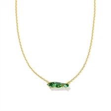 Kendra Scott Indie Pendant Necklace 14K Gold Over Brass Green Teal Glass NWT