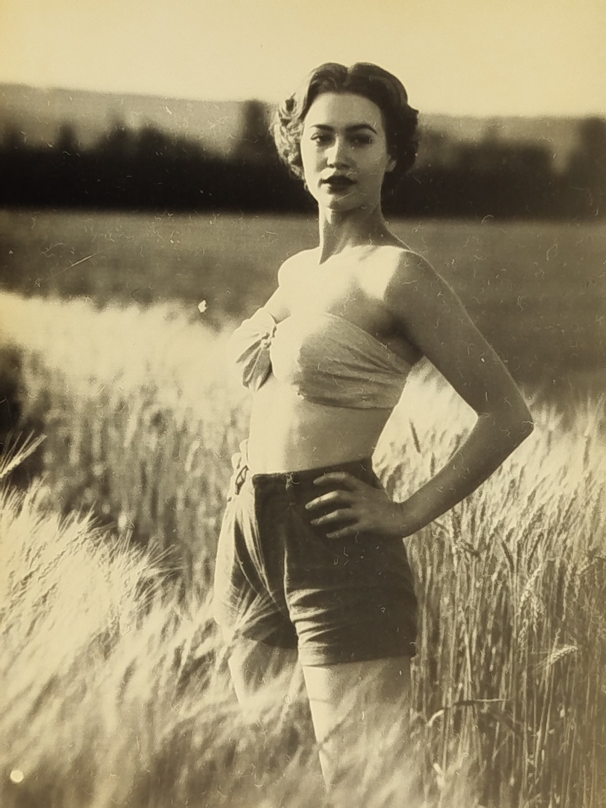 Vintage Black and White Photograph – Young Woman – Long Hair Braid – Swimwear #7