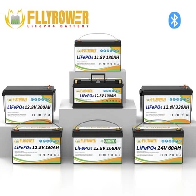 FLLYROWER 12V 100Ah 168Ah 180Ah 300Ah 330Ah LiFePO4 Lithium Batterie BMS Akku Bluetooth EU