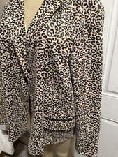 Chico  s Women Animal Print Jacquard Moto Jacket w/leather trim on pocket Size 4